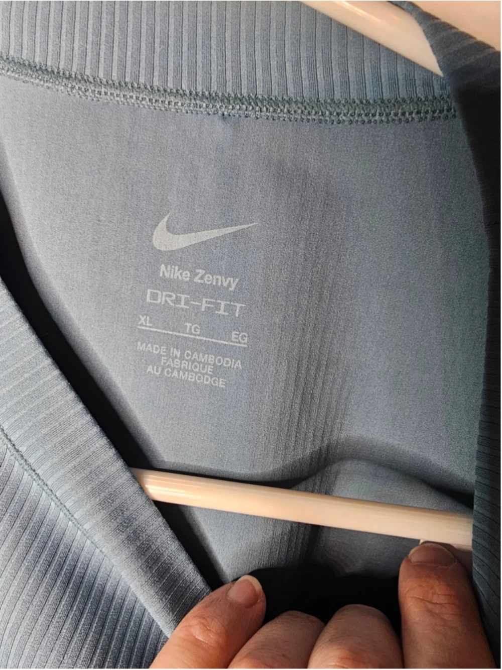 Nike Zenvy Rib Dri-FIT Short Sleeve Crop Top Smoky Blue XL NWT Yoga Workout